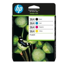 HP 364 pack de 4 cartouches d'encre noircyanmagentajaune authentiques, Standard, Noir, Cyan, Magenta, Jaune, Encre à pigments, Encre à colorant, 6 ml, 3 ml