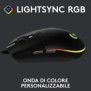 Logitech G G203 lightsync, Droitier, USB Type-A, 8000 DPI, 1 ms, Noir