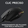 Logitech G G203 lightsync, Droitier, USB Type-A, 8000 DPI, 1 ms, Noir