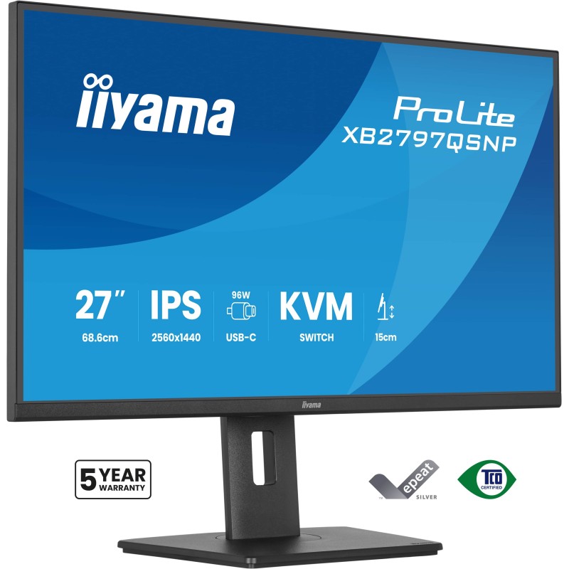 Iiyama ProLite XB2797QSNP-B1, 68,6 cm 27", 2560 x 1440 pixels, Quad HD, LCD, Noir
