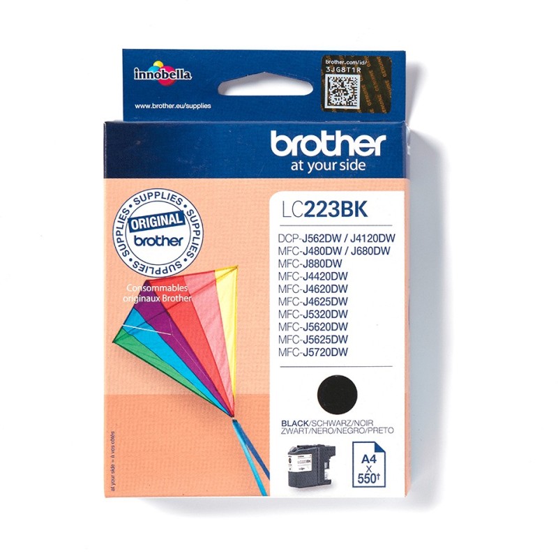 Brother LC-223BK, Noir, 1 pièce, 550 pages, Paquet unique