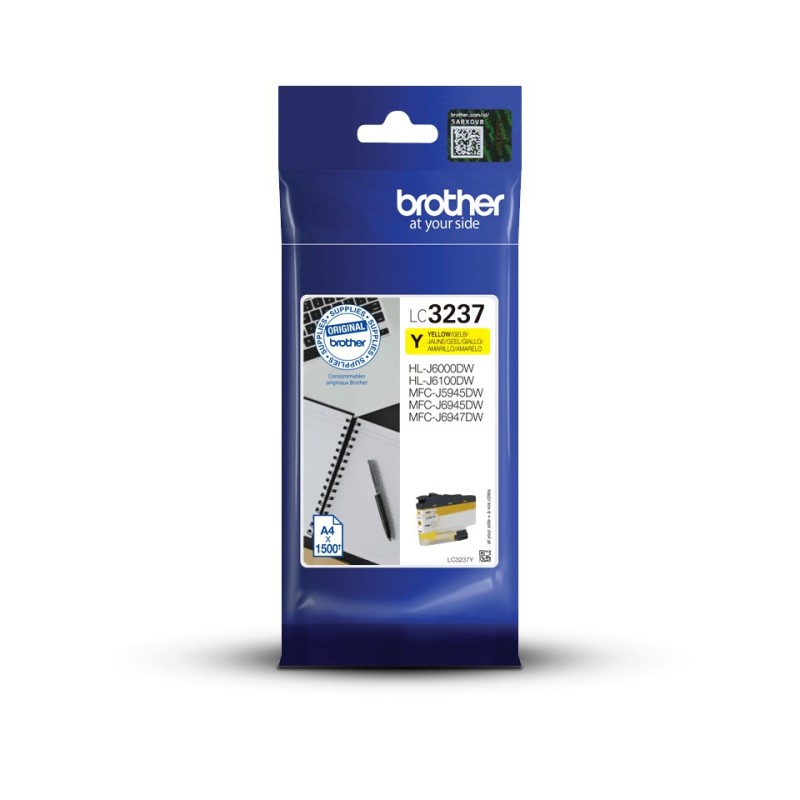 Brother LC3237Y - Cartouche d'encre originale – Jaune, Rendement standard, Jaune, Encre à pigments, 1 pièce, 1500 pages, Paquet unique