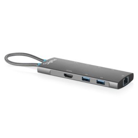 DIGITUS Station d'accueil USB-C, 8 ports, Universel, USB Type-C, Gris