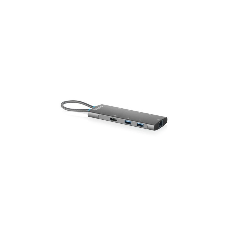 DIGITUS Station d'accueil USB-C, 8 ports, Universel, USB Type-C, Gris