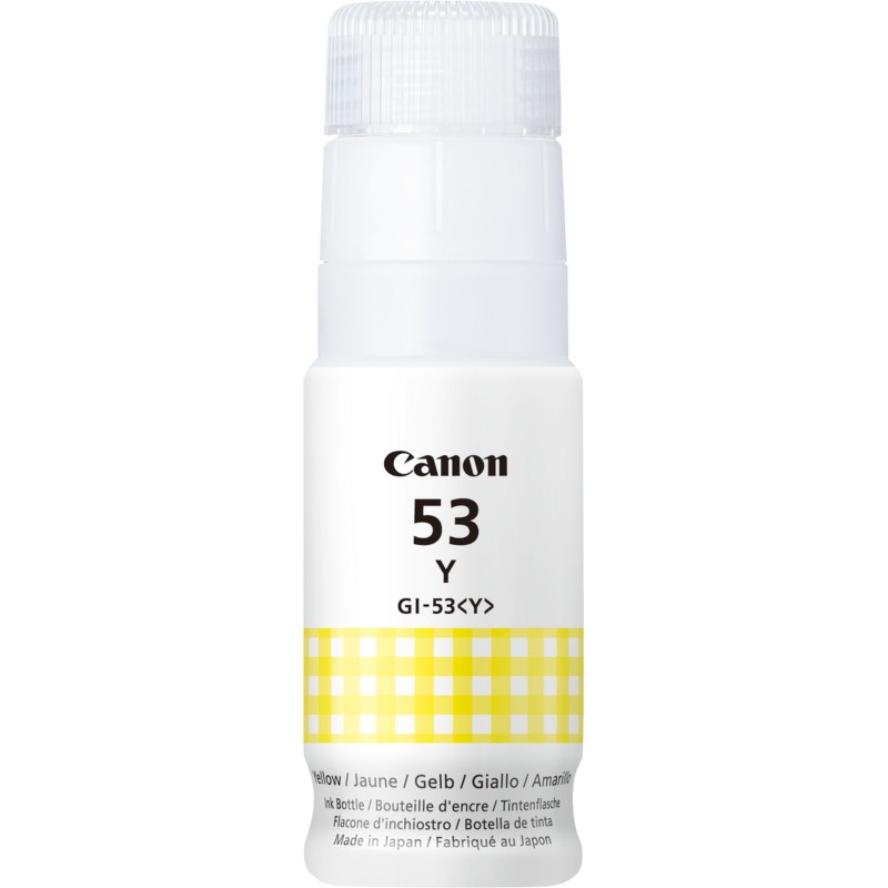 Canon Bouteille d'encre jaune GI-53Y, Original, Jaune, Canon, PIXMA G650 PIXMA G550, 60 ml, Jet d'encre