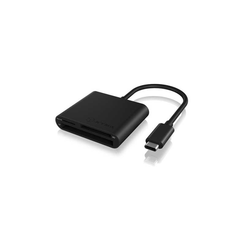 ICY BOX IB-CR301-C3, CF, MicroSD , MicroSDHC, MicroSDXC, SD, SDHC, SDXC, Noir, 5000 Mbits, Aluminium, 2 Go, USB 3.2 Gen 1 3.1 Gen 1 Type-C