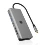 ICY BOX IB-DK4061-CPD, Avec fil, USB 3.2 Gen 1 3.1 Gen 1 Type-C, 100 W, 3,5 mm, 10,100,1000 Mbits, Gris