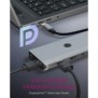 ICY BOX IB-DK4061-CPD, Avec fil, USB 3.2 Gen 1 3.1 Gen 1 Type-C, 100 W, 3,5 mm, 10,100,1000 Mbits, Gris