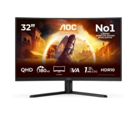 AOC G4 CQ32G4VE, 80 cm 31.5", 2560 x 1440 pixels, Quad HD, LCD, 1 ms, Noir, Gris