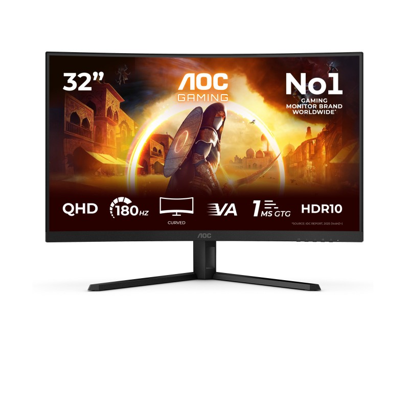 AOC G4 CQ32G4VE, 80 cm 31.5", 2560 x 1440 pixels, Quad HD, LCD, 1 ms, Noir, Gris