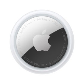 Apple AirTag, Personnel, Recherche, Argent, Blanc, Résistant à la poussière, Résistant à l’eau, Anti-éclaboussures, Plastique recyclé, CR2032