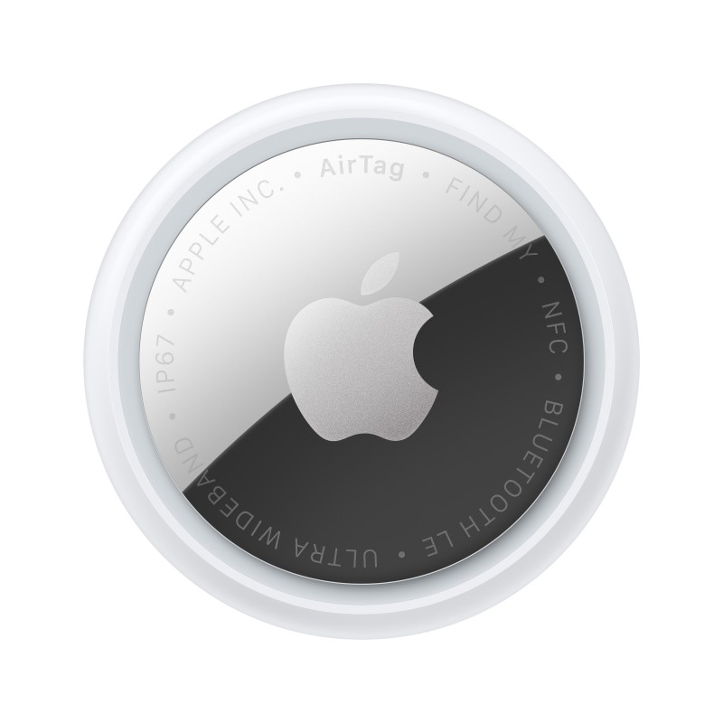 Apple AirTag, Personnel, Recherche, Argent, Blanc, Résistant à la poussière, Résistant à l’eau, Anti-éclaboussures, Plastique recyclé, CR2032