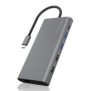 ICY BOX IB-DK4050-CPD, Avec fil, USB 3.2 Gen 1 3.1 Gen 1 Type-C, 100 W, 10,100,1000 Mbits, Anthracite, MicroSD , SD