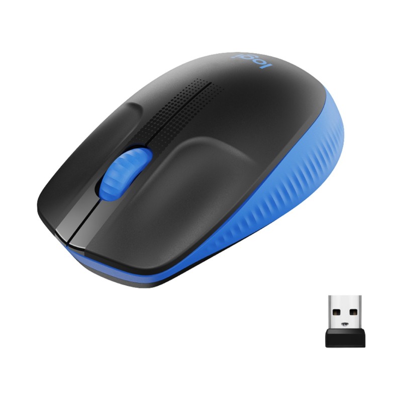 Logitech M190, Ambidextre, Optique, RF sans fil, 1000 DPI, Bleu