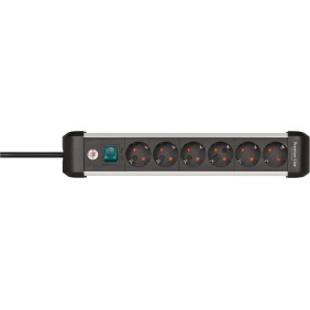Brennenstuhl 1391030600, 3 m, Intérieure, Courbe, IP20, Noir, Argent, 6 sortie CA