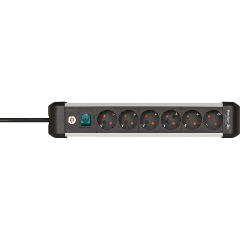 Brennenstuhl 1391030600, 3 m, Intérieure, Courbe, IP20, Noir, Argent, 6 sortie CA
