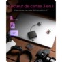 ICY BOX IB-CR301-U3, CF, MicroSD , SD, SDHC, SDXC, Noir, 5000 Mbits, 2 Go, USB 3.2 Gen 1 3.1 Gen 1, 44 mm