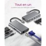 ICY BOX IB-DK4040-CPD, Avec fil, USB 3.2 Gen 1 3.1 Gen 1 Type-C, 100 W, 3,5 mm, 10,100,1000 Mbits, Anthracite, Noir