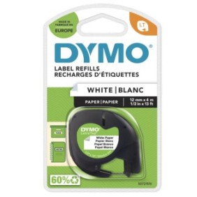 Dymo LetraTag Étiquettes en Papier Authentique | 12 mm x 4 m | Noir sur Blanc | Étiquettes autocollantes pour étiqueteuse LetraTag, Noir sur blanc, Papier, Belgique, DYMO, LetraTag 100T, LetraTag 100H, 1,2 cm