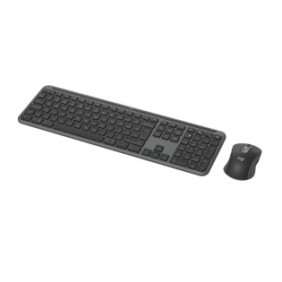 Logitech Signature Slim Combo MK950, Sans fil, RF sans fil + Bluetooth, Commutateur de touche « ciseaux », QWERTY, Graphite, Souris incluse