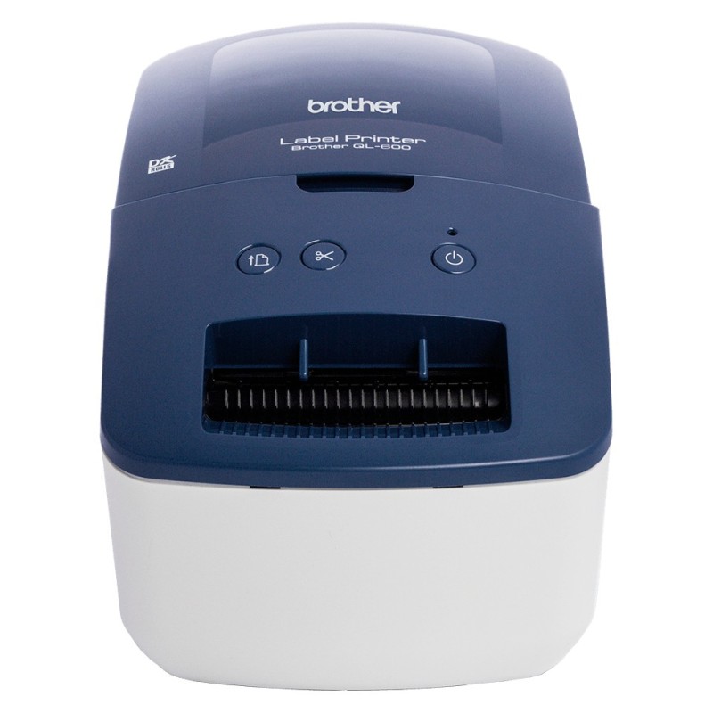 Brother QL-600B - Imprimante d'étiquettes, DK, Thermique directe, 300 x 600 DPI, 71 mmsec, Avec fil, Bleu, Blanc