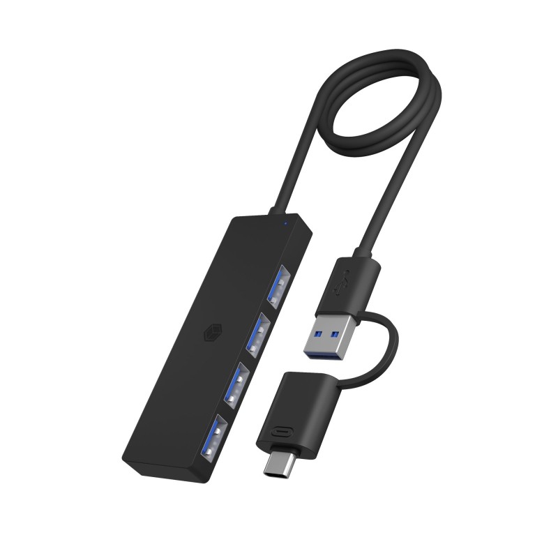ICY BOX IB-HUB1424-C3, USB 3.2 Gen 1 3.1 Gen 1 Type-A + Type-C, USB 3.2 Gen 1 3.1 Gen 1 Type-A, 5000 Mbits, Noir, Plastique, 0,6 m