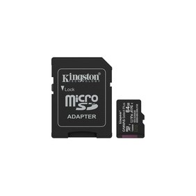 Kingston 64GB microSDXC Canvas Select Plus Gen3 100MBs A1 Adaptateur SD inclus, 64 Go, MicroSDXC, Classe 10, UHS-I, 100 Mos, Class 1