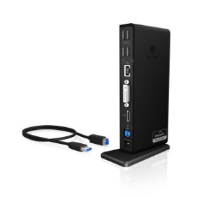 ICY BOX IB-DK2241AC, Avec fil, USB 3.2 Gen 1 3.1 Gen 1 Type-A, 3,5 mm, 10,100,1000 Mbits, Noir, 5 Gbits