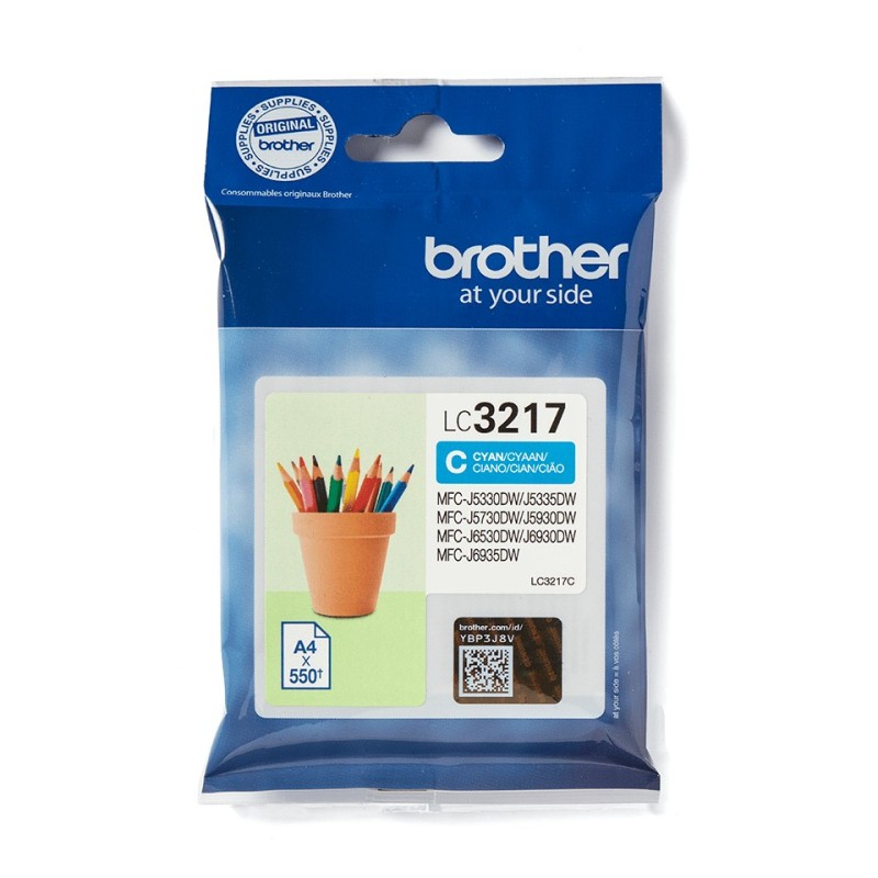 Brother LC3217C - Cartouche d'encre originale – Cyan, Cyan, 1 pièce, 550 pages, Paquet unique