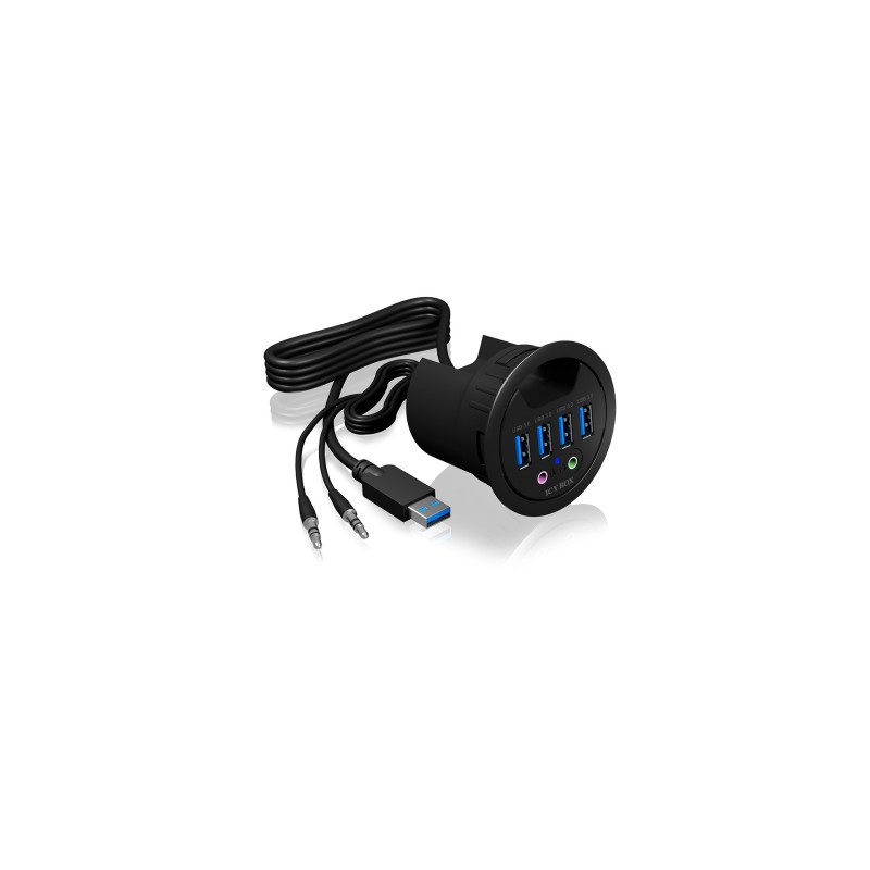 ICY BOX IB-HUB1403A, Noir, Plastique, Énergie, 69 mm, 69 mm, 70 mm