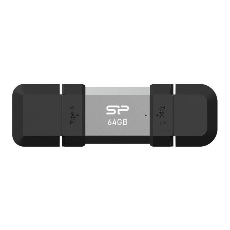 Silicon Power SP064GBUC3C51V1S, 64 Go, USB Type-A USB Type-C, 3.2 Gen 1 3.1 Gen 1, 120 Mos, Casquette, Noir, Argent
