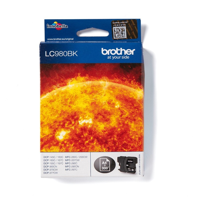 Brother LC980BK - Cartouche d'encre originale – Noir, Noir, Encre à pigments, 1 pièce, 300 pages, Paquet unique