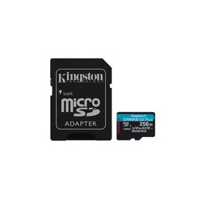 Kingston Carte microSDXC Canvas Go Plus Gen4 200 Mos A2 U3 V30 256 Go + adaptateur, 256 Go, MicroSD, Classe 10, UHS-I, 200 Mos, 160 Mos