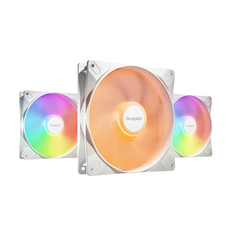 Be Quiet! Light Wings LX 140mm PWM Reverse Triple Pack White | Ventilateur PC | pales inversées | blanc | RGB | Pack de 3, Blanc