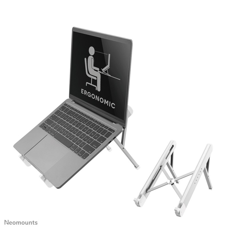 Neomounts NSLS010 Support pour ordinateur portable 11-17" - pliable - compact - universel, Supports de Laptop, Argent, Aluminium, 27,9 cm 11", 43,2 cm 17", 279,4 - 431,8 mm 11 - 17