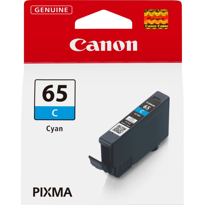 Canon Cartouche d'encre cyan CLI-65C, Cyan, Encre à colorant, 12,6 ml, 1 pièce, 482 pages, Paquet unique