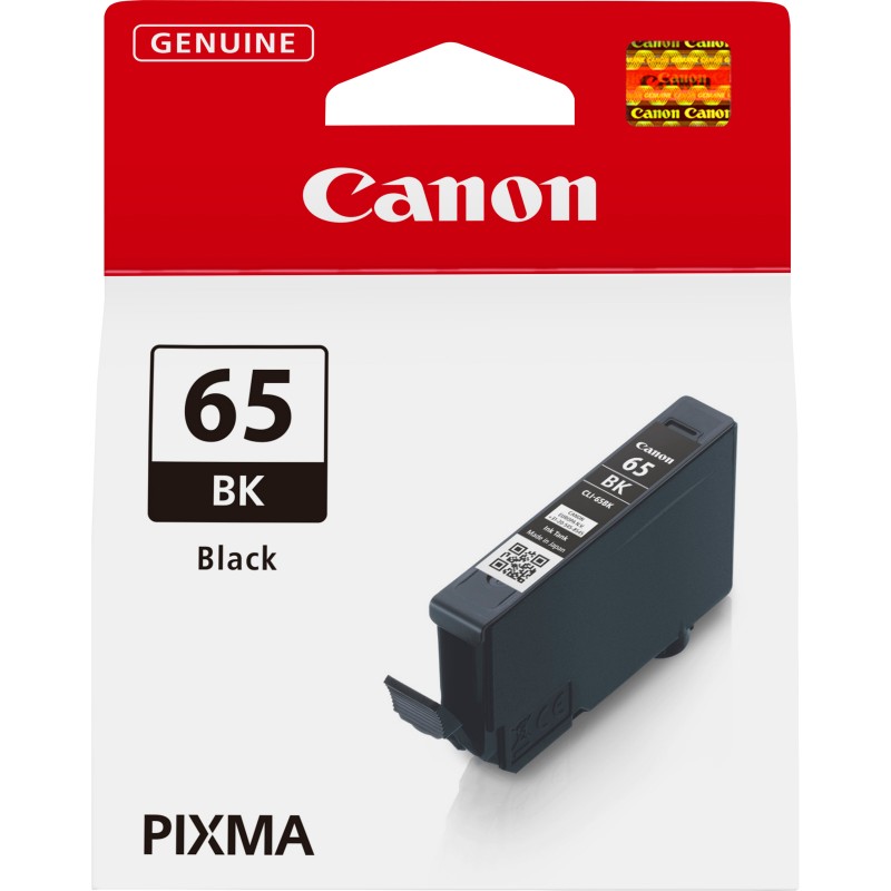 Canon Cartouche d'encre noir CLI-65BK, Noir, Encre à colorant, 12,6 ml, 1 pièce, 860 pages, Paquet unique